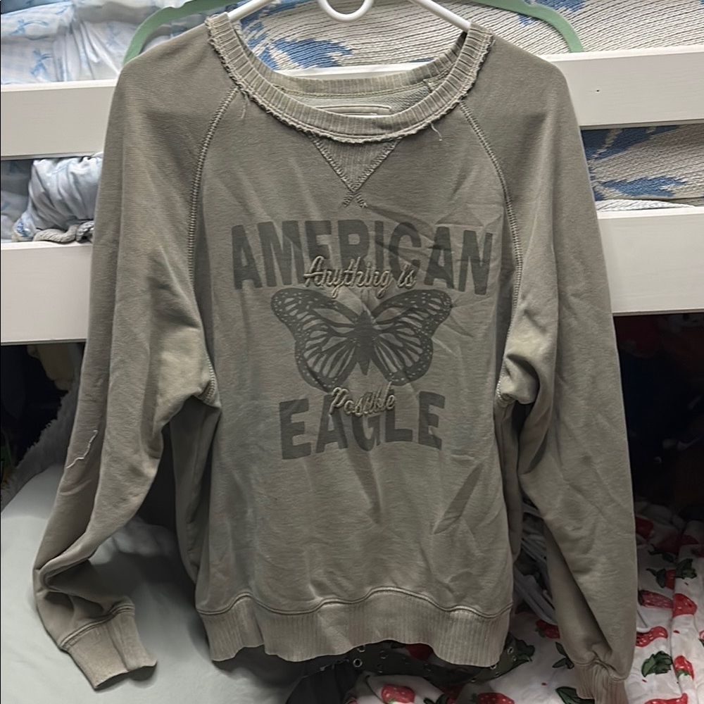 American Eagle Outfitters Olive Graphic Sweater